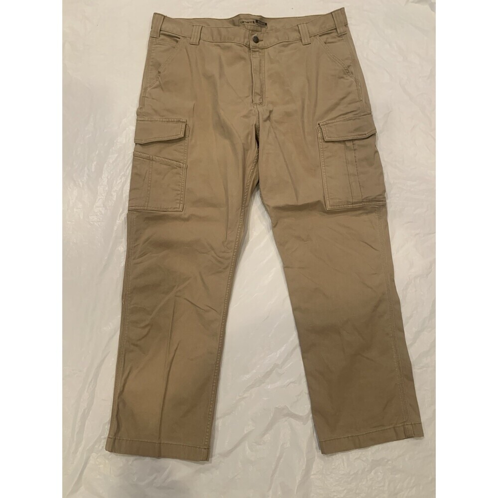 Carhartt Pants Men's 40x30 Tan Cargo Canvas Relaxed Fit Rugged Workwear
